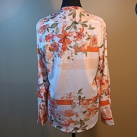 CALVIN KLEIN Botanical Roll-Sleeve Utility Blouse, Size Small - Picture 8 of 14